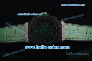 Hublot Big Bang Swiss Valjoux 7750 Automatic Movement PVD Case with Black Dial and Green Leather Strap