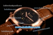 Panerai Radiomir 1940 8 Days GMT PAM502 Asia ST25 Automatic Rose Gold Case with Black Dial and Brown Leather Strap