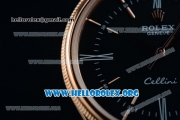 Rolex Cellini Time Clone Rolex 3132 Automatic Rose Gold Case with Black Dial Stick Markers and Black Leather Strap - 1:1 Origianl (BP)