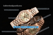 Rolex Datejust Swiss ETA 2671 Automatic Rose Gold Case with Yellow Dial Diamonds Markers and Rose Gold Bracelet (BP)