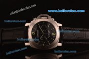 Panerai Chrono Luminor PAM 253 Automatic Steel Case with Black Dial and Black Leather Strap-7750 Coating