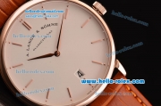 A.Lange&Sohne Richard Lange Miyota OS2035 Quartz Rose Gold Case with Brown Leather Strap and White Dial