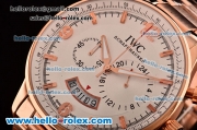 IWC Portuguese Chrono Japanese Miyota OS10 Quartz Rose Gold Case with Stick/Numeral Markers White Dial and Rose Gold Strap