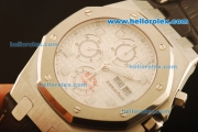 Audemars Piguet City of Sails Swiss Valjoux 7750 Automatic Steel Case with White Grid Dial and Black Leather Strap