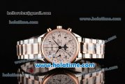 Longines Master Chrono Moonphase Swiss Valjoux 7751 Automatic Two Tone Case with White Dial and Rose Gold Bezel