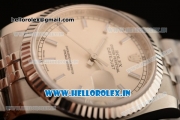 Rolex Datejust Clone Rolex 3135 Automatic Steel Case White Dial With Stick Markers Steel Bracelet- 1:1 Original(AR)