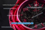 Hublot Big Bang UNICO Sapphire Red Miyota Quartz Sapphire Crystal Case with Skeleton Dial and Black Rubber Strap Stick/Arabic Numeral Markers