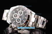 Rolex Daytona II Automatic Movement Silver Case with Black Dial and White Stick Marker-SS Strap