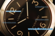 Panerai Luminor Base Pam 176M Swiss ETA 6497 Manual Winding Steel Case with Black Dial and Black Leather Strap - 1:1 Original