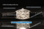 Franck Muller CINTREE CURVEX Diamond Bezel With Black Calfskin Strap Swiss Ronda 762 Quartz White Dial 1752 QZ DP