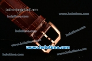 IWC Portuguese Chrono Miyota OS20 Quartz Rose Gold Case with Brown Leather Strap and White Dial