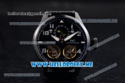 IWC Big Pilot Double Tourbillon Asia ST28 Automatic PVD Case with Black Dial and Black Leather Strap Stick/Arabic Numeral Markers