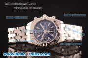 Breitling Chronomat Evolution Chronograph Swiss Valjoux 7750 Automatic Full Steel with Blue Dial and Stick Markers-Lady Size