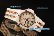 Hublot Big Bang Chronograph Miyota Quartz Movement White Ceramic Case with Two Tone Strap