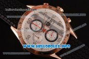 Tag Heuer Carrera Calibre 1887 Automatic Chronograph Miyota Quartz Rose Gold Case with White Dial Arabic Number Markers and Black Rubber Strap