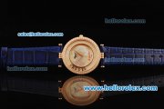 Chopard Happy Sport Swiss Quartz Movement Rose Gold Case with Diamond Bezel and MOP Dial - Blue Leather Strap Chopard Happy Sport Swiss Quartz Movement Rose Gold Case with Diamond Bezel and MOP Dial - Blue Leather Strap