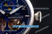 IWC Big Pilot Double Tourbillon Asia ST28 Automatic Steel Case with Blue Dial and Brown Leather Strap Stick/Arabic Numeral Markers