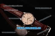 IWC Portugieser Hand-Wound Asia 6497 Manual Winding Steel Case with White Dial Brown Leather Strap and Silver Arabic Numeral Markers