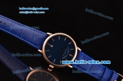 A.Lange&Sohne Richard Lange Miyota OS2035 Quartz Rose Gold Case with Blue Leather Strap and Blue Dial