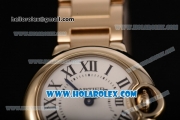 Cartier Ballon Bleu De Small Swiss Quartz Yellow Gold Case/Bracelet with White Dial and Black Roman Numeral Markers