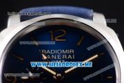 Panerai Radiomir 1940 10 Days GMT Automatic PAM00689 Asia ST25 Automatic Steel Case with Blue Dial and Blue Leather Strap Stick/Arabic Numeral Markers