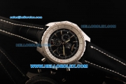 Breitling Bentley Big Date Automatic Movement Steel Case with Black Dial and Black Leather Strap