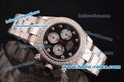 Rolex Daytona Swiss Valjoux 7750-SHG Automatic Steel Case/Strap with Black Dial and Diamond Bezel