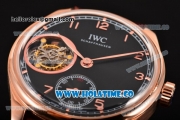 IWC Portuguese Tourbillon Hand-Wound Metropolitan Boutique Edition Swiss Tourbillon Manual Winding Rose Gold Case with Black Dial and Arabic Numeral Markers (FT)
