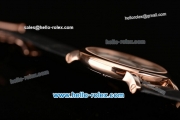 Cartier Ronde Miyota OS20 Quartz Rose Gold Case with Black Leather Strap and Black Dial