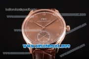 IWC Portuguese Asia 6497 Manual Winding Rose Gold Case with Brown Dial and Arbaic Numeral Markers