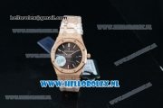 Audemars Piguet Royal Oak Swiss Quartz Rose Gold Case with Black Dial and Rose Gold Bracelet (EF)