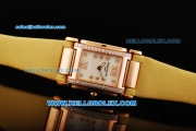 Patek Philippe Ref.4910 Swiss ETA Quartz Movement Rose Gold Case with White Dial and Diamond Bezel/Markers-Lady Model