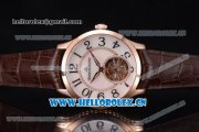Jaeger-LECoultre Master Grande Tourbillon Swiss Tourbillon Automatic Rose Gold Case with White Dial and Brown Leather Strap (FT)