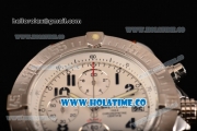 Breitling Avenger Seawolf Miyota Quartz Steel Case with White Dial Brown Leather Strap and Arabic Numeral Markers