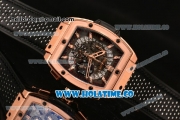 Hublot MP-06 Senna Chrono Miyota OS20 Quartz Rose Gold Case with Skeleton Dial Stick Markers and Black Leahter Strap