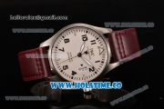 IWC Pilot's Mark XVII Swiss ETA 2824 Automatic Steel Case with White Dial Black Arabic Numeral Markers and Burgundy Leather Strap