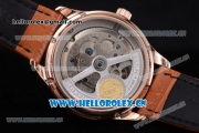 IWC Portuguese Tourbillon Asia ST25 Automatic Rose Gold Case with Rose Gold Dial Arabic Numeral Markers and Brown Leather Strap