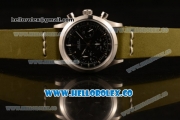 Rolex Explorer Chronograph Miyota OS20 Quartz Steel Case with Black Dial and Green Leather Strap