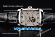 Parmigiani Kalpa Miyota 9015 Automatic Steel Case with White Dial and Black Leather Strap Stick/Arabic Numeral Markers