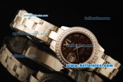 Rolex Datejust Automatic Movement Full Steel with ETA Coating Case with Brown Dial-Diamond Bezel