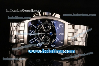 Franck Muller Chronograph Swiss Quartz Movement Full Steel with Black Dial and White Arabic Numerals