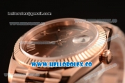 Rolex Day-Date Clone Rolex 3235 Automatic Rose Gold Case with Brown Dial Roman Numeral Markers and Rose Gold Bracelet (CF)