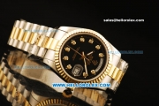 Rolex Day-Date Automatic Two Tone with Black Dial and Gold Bezel