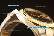 Rolex Datejust II Swiss ETA 2836 Automatic Full Steel with Yellow Gold Bezel and Black Dial-Roman Markers/Two Tone Strap