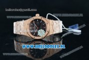 Audemars Piguet Royal Oak Swiss Quartz Rose Gold Case with Black Dial and Rose Gold Bracelet (EF)