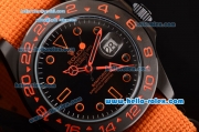 Rolex Stealth Flame Explorer II Bamfor Asia 2813 Automatic PVD Case with Orange Nylon Strap Black Dial Orange Markers