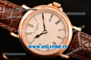 Patek Philippe Calatrava Miyota Quartz Rose Gold Case with White Dial and Black Roman Numeral Markers