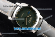 Panerai Luminor Marina 1950 3 Days PAM 033 Asia ST25 Automatic Steel Case with Green Dial and Grey Leather Strap Stick/Arabic Numeral Markers