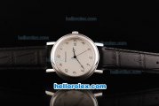 Breguet Swiss ETA 2836 Automatic Movement Steel Case with Steel Bezel-White Dial and Black Leather Strap