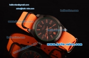 Rolex Milgauss SE Stealth Orange Asia 2813 Automatic PVD Case Orange Nylon Strap with Black Dial Orange Stick Markers